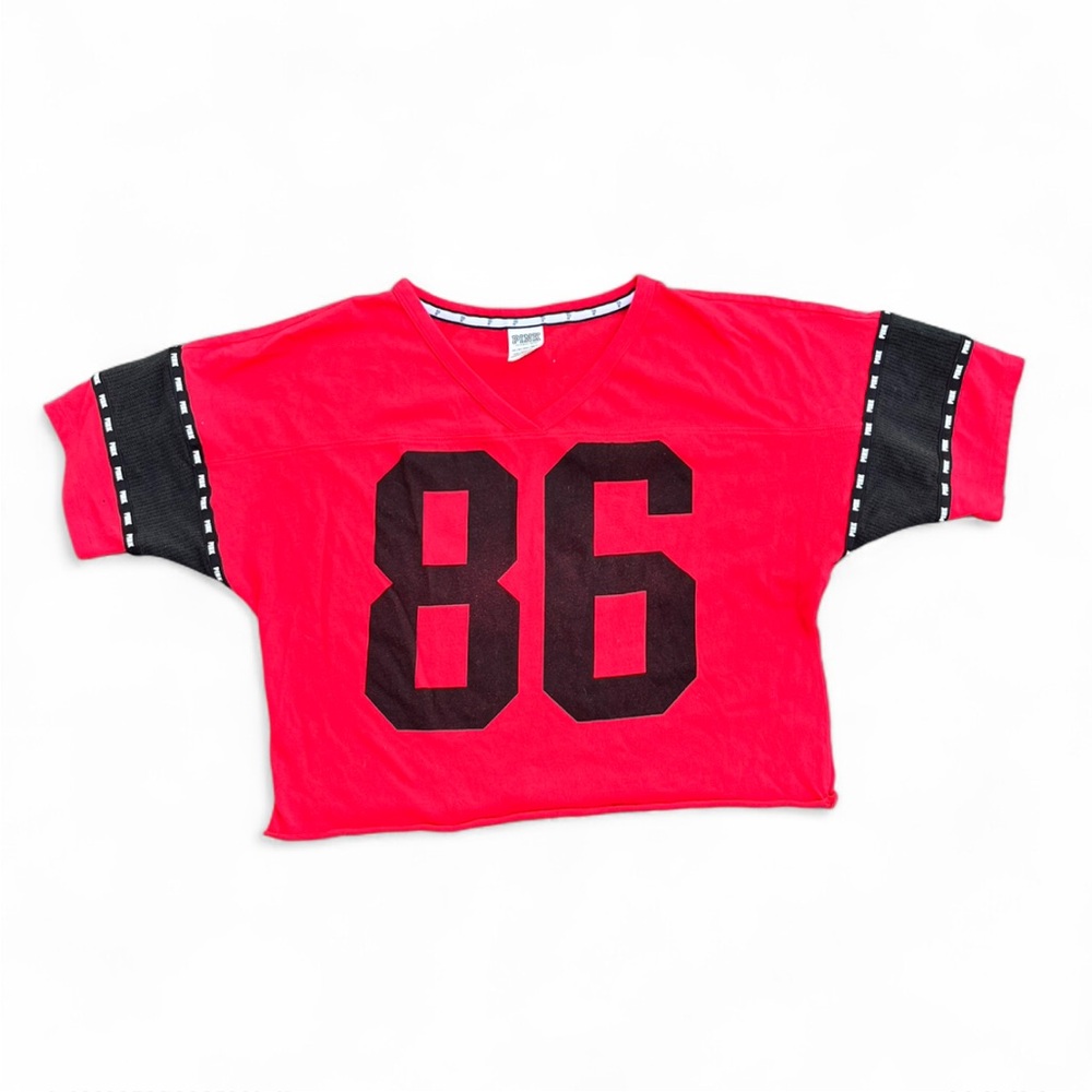 🍍5for25 PINK VS Red and Black Cropped Top 86 Size XS